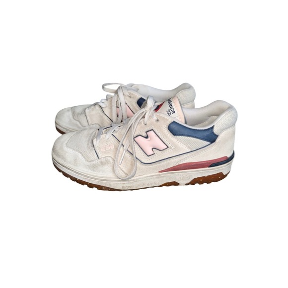 New Balance 550 Sneaker Womens 10 Cream Pink Navy BBW550NP Good Retro Basketball - Picture 2 of 8